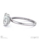 hidden halo oval natural diamond engagement ring on half-rounded white gold band with 9k white gold metal and oval shape diamond