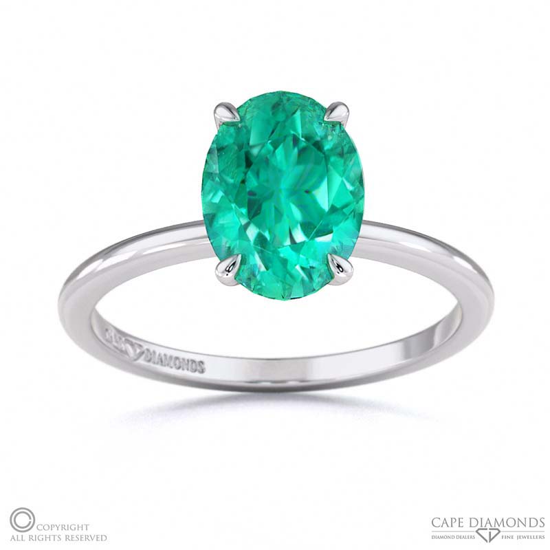 Tourmaline Hidden Halo Oval Cut Solitaire Engagement Ring White Gold