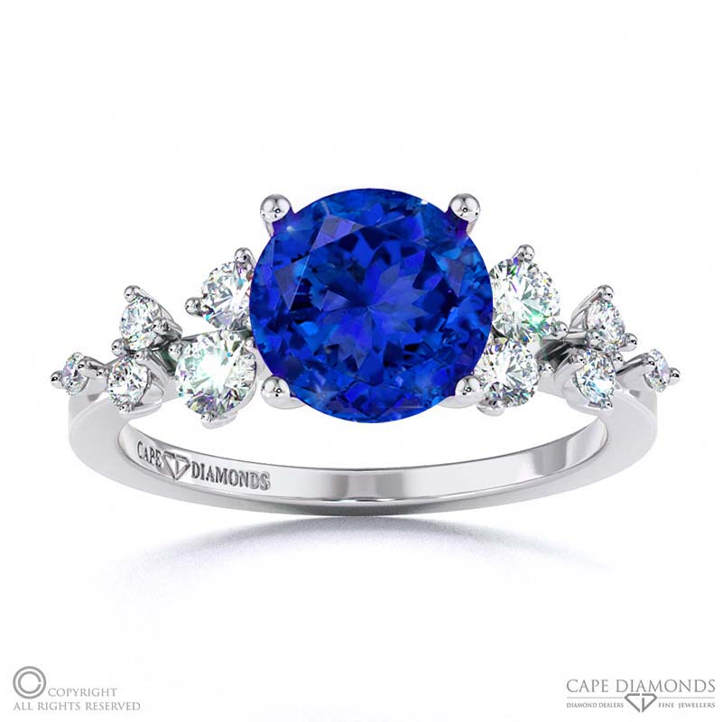 Tanzanite Fairy Side Stone Engagement Ring White Gold