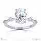 Moissanite Four Prong Oval Engagement Ring White Gold With Side Drops