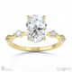 four prong oval natural diamond engagement ring yellow gold with side natural diamond drops with 9k yellow gold metal and oval shape diamond