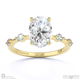 four prong oval natural diamond engagement ring yellow gold with side natural diamond drops with 9k yellow gold metal and oval shape diamond