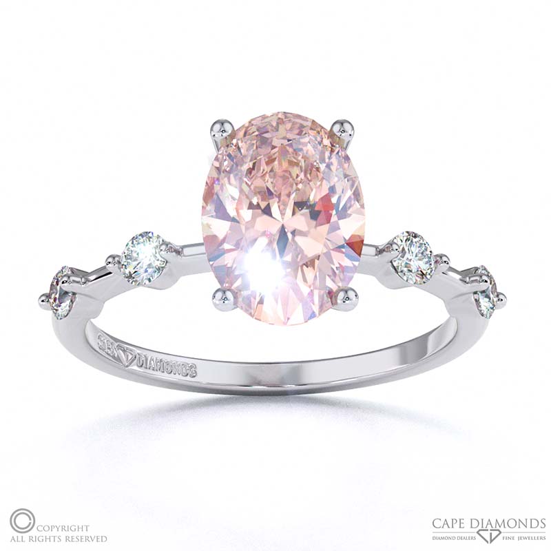 Morganite Bubble Drop Oval Cut Engagement Ring White Gold