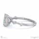 four prong emerald lab grown diamond halo engagement ring white gold with side diamond drops with 9k white gold metal and emerald shape diamond