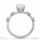 four prong emerald lab grown diamond halo engagement ring white gold with side diamond drops with 9k white gold metal and emerald shape diamond