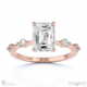 star crossed four prong hidden pave halo emerald natural diamond engagement ring rose gold with 9k rose gold metal and emerald shape diamond