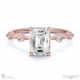 star crossed four prong hidden pave halo emerald natural diamond engagement ring rose gold with 9k rose gold metal and emerald shape diamond