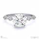 four prong brilliant round natural diamond hidden halo engagement ring white gold with side natural diamond drops with 9k white gold metal and round shape diamond