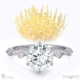 pincushion round lab grown diamond engagement ring platinum with side diamond drops with platinum metal and round shape diamond
