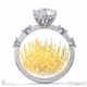 pincushion round lab grown diamond engagement ring platinum with side diamond drops with platinum metal and round shape diamond