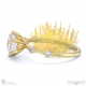 pincushion round lab grown diamond engagement ring yellow gold with side diamond drops with 18k yellow gold metal and round shape diamond