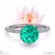 blushing bride fynbos garnet high set engagement ring white gold with 9k white gold metal and round shape diamond