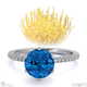 pincushion fynbos flower high set engagement ring white gold with 18k white gold metal and round shape diamond