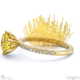 pincushion fynbos flower high set engagement ring yellow gold with 18k yellow gold metal and round shape diamond