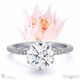 Low-Set Blushing Bride Natural Diamond On Thin Half-Round Band With Pavé Side Natural Diamonds