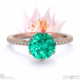 blushing bride fynbos flower emerald round cut engagement ring rose gold with 9k rose gold metal and round shape diamond