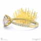 low-set pincushion lab grown diamond on thin squared band with pavé side diamonds with 18k yellow gold metal and round shape diamond