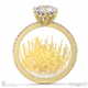 low-set pincushion lab grown diamond on thin squared band with pavé side diamonds with 18k yellow gold metal and round shape diamond