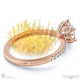 low-set pincushion lab grown diamond on thin squared band with pavé side diamonds with 9k rose gold metal and round shape diamond