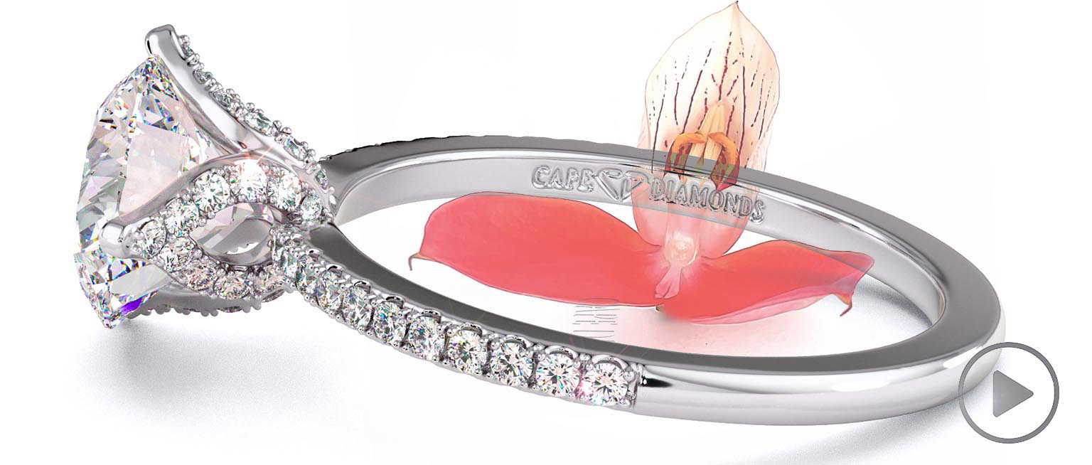 Low-Set Lab Grown Diamond Disa Orchid Engagement Ring White Gold On Fine Band With Pavé Side Diamonds top video