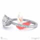 low-set lab grown diamond disa orchid engagement ring white gold on fine band with pavé side diamonds with 18k white gold metal and round shape diamond