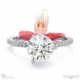 low-set lab grown diamond disa orchid engagement ring white gold on fine band with pavé side diamonds with 18k white gold metal and round shape diamond