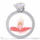 low-set lab grown diamond disa orchid engagement ring white gold on fine band with pavé side diamonds with 18k white gold metal and round shape diamond