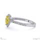 yellow lab grown diamond halo heart shaped side stone engaement ring white gold with 9k white gold metal and heart shape diamond