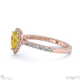 yellow lab grown diamond halo heart shaped side stone engaement ring rose gold with 18k rose gold metal and heart shape diamond