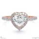 heart lab grown diamond halo cathedral lab grown diamond engagement ring rose gold with pavé side diamonds with 18k rose gold metal and heart shape diamond