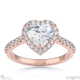 heart lab grown diamond halo cathedral lab grown diamond engagement ring rose gold with pavé side diamonds with 18k rose gold metal and heart shape diamond