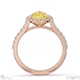 yellow lab grown diamond halo heart shaped side stone engaement ring rose gold with 18k rose gold metal and heart shape diamond