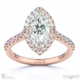natural diamond marquise halo side stones engagement ring rose gold with 18k rose gold metal and marquise shape diamond
