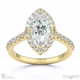 Moissanite Round Halo Side Stones Engagement Ring White Gold