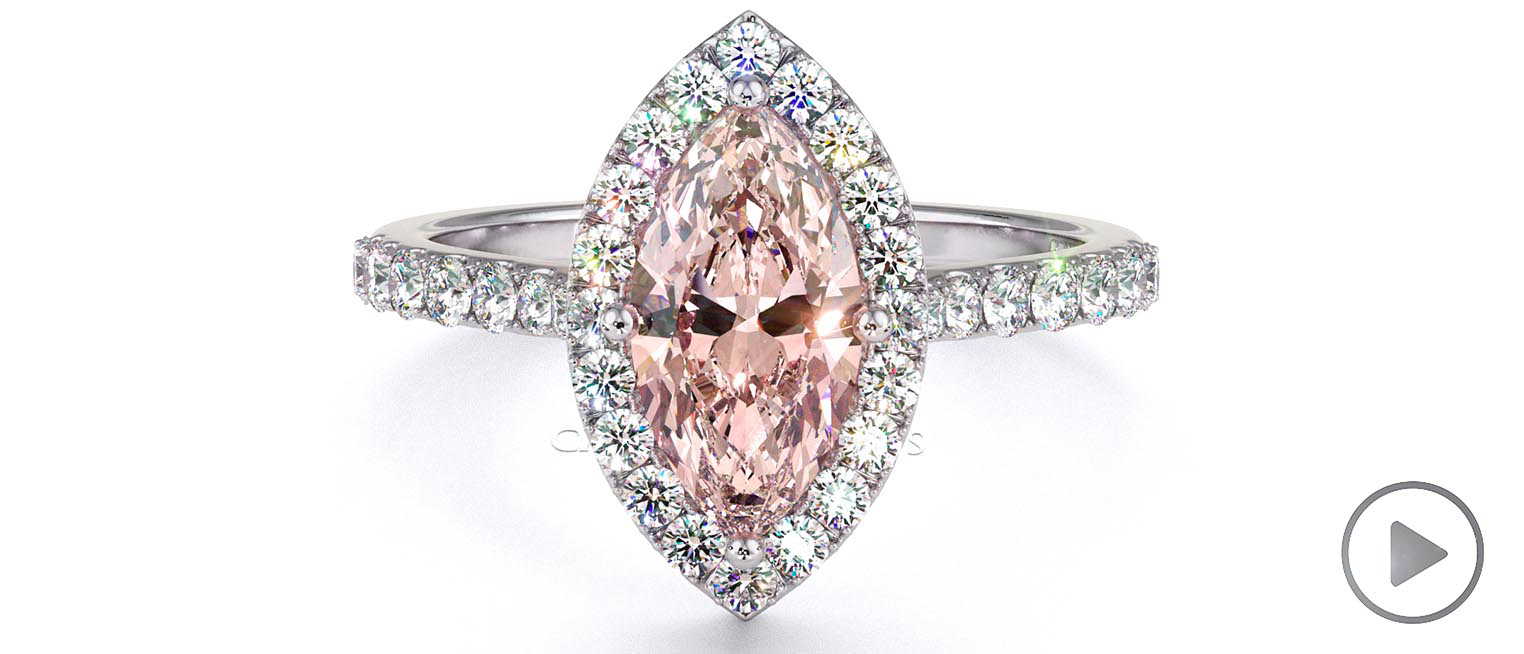 Morganite Marquise Halo Engagement Ring Platinum top video
