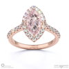 morganite halo marquise shaped side stone engaement ring rose gold with 18k rose gold metal and marquise shape diamond