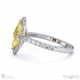 yellow lab grown diamond halo marquise shaped side stone engaement ring platinum with platinum metal and marquise shape diamond