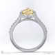 yellow lab grown diamond halo marquise shaped side stone engaement ring platinum with platinum metal and marquise shape diamond