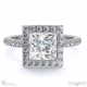 princess cut natural diamond halo with side stones engagement ring white gold with 9k white gold metal and princess shape diamond