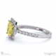 yellow lab grown diamond halo princess shaped side stone engaement ring white gold with 18k white gold metal and princess shape diamond