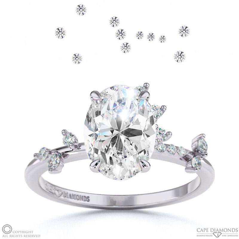 Orion Star Constellation Engagement Ring White Gold