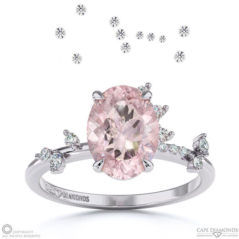 Orion Star Morganite Onal Engagement Ring White Gold