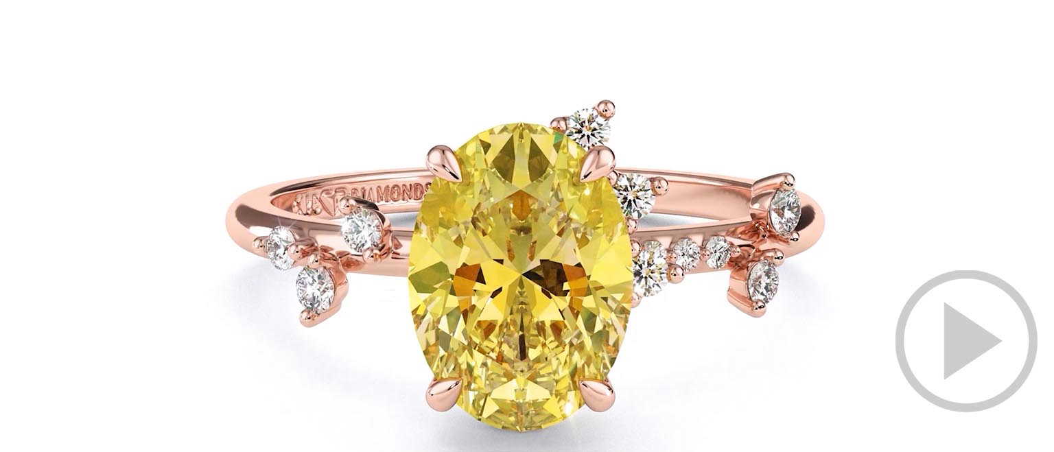 Orion Star Yellow Natural Diamond Onal Engagement Ring Rose Gold top video