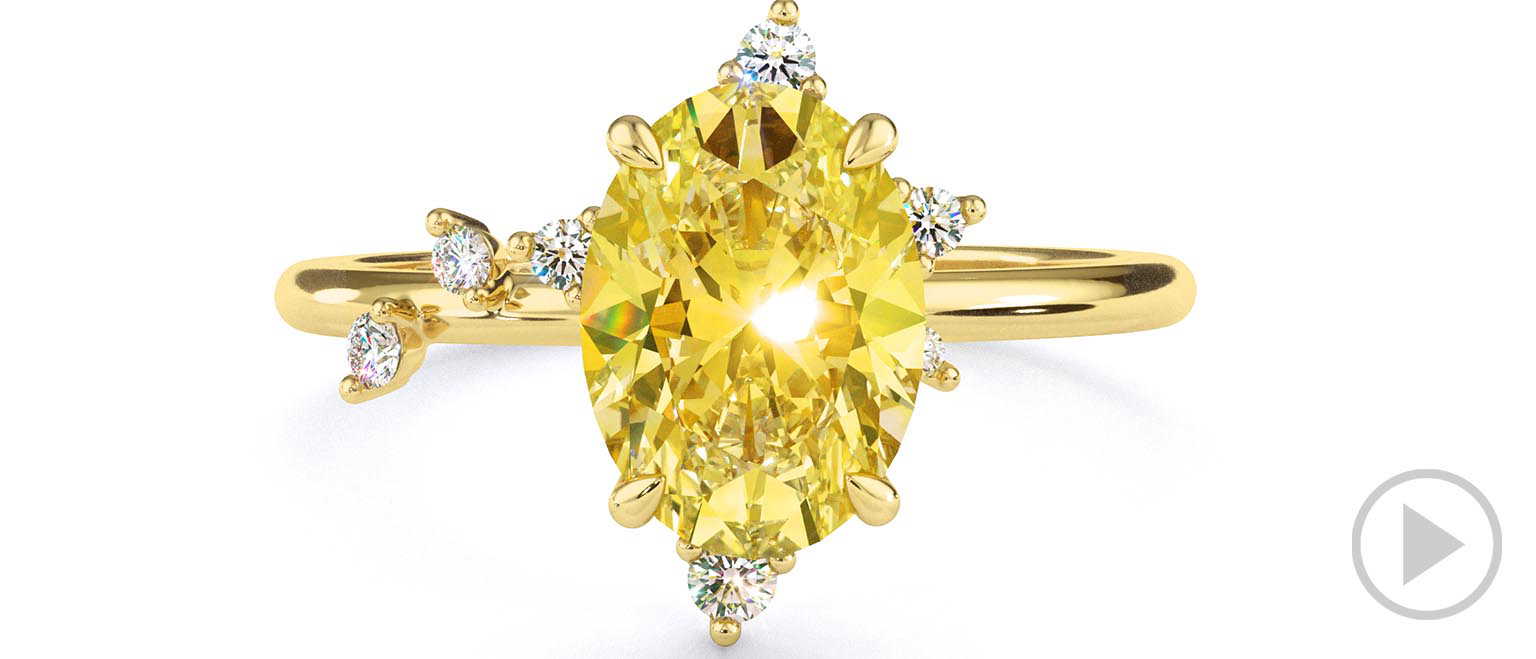 Southern Cross Star Yellow Natural Diamond Celestial Oval Engagement Ring Yellow Gold top video