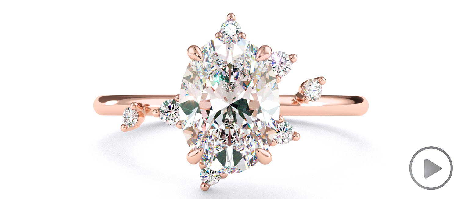Pleiades Constellation Natural Diamond Engagement Ring Rose Gold top video