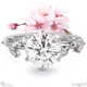 cherry blossom natural diamond engagement ring white gold with 9k white gold metal and round shape diamond