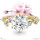cherry blossom lab grown diamond engagement ring yellow gold with 18k yellow gold metal and round shape diamond