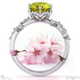 cherry blossom yellow lab grown diamond side stone engagement ring white gold with 9k white gold metal and round shape diamond