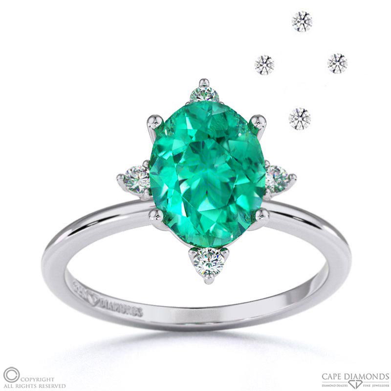 Southerland Sparkle Star Emerald Engagement Ring White Gold