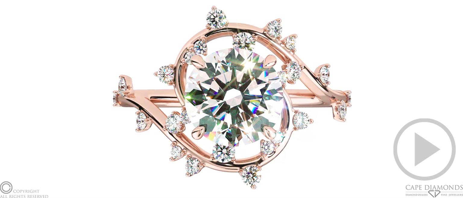 Milky Way Star Natural Diamond Round Engagement Ring Rose Gold top video